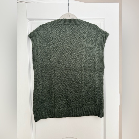 Madewell Cable Knit V-Neck Sweater Vest M Dark Forest Green - Picture 8 of 15
